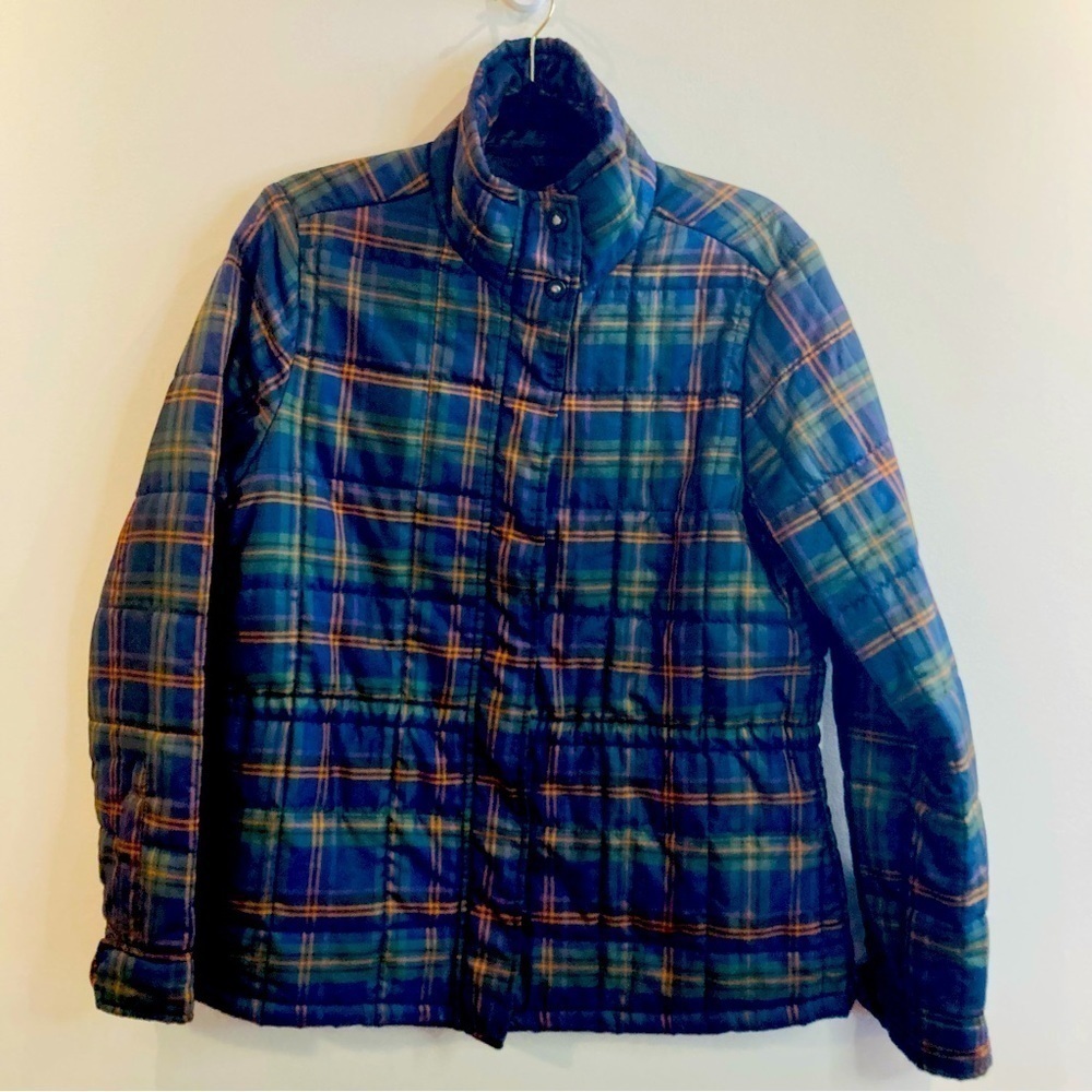 RALPH LAUREN LRL Sz L Plaid Light Puff Inside Drawstring Funnel Neck Jacket